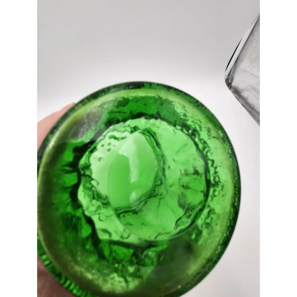Vintage E.O Brody Co. Emerald‎ Green Crinkle Glass Flower Large Vase Planter